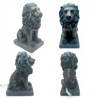 Löwe Solar Brunnen Wasserspeier solarbetrieben – Teichfigur mit Solarpumpe & Wasserspiel – Gartendeko aus Polyresin in Bronze-Optik 21×13x10 cm Solarteichfigur für Gartenteich & Wasserlauf