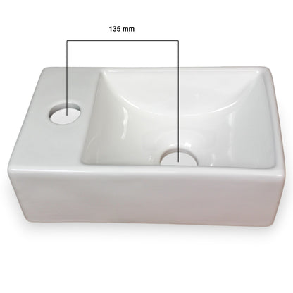 Waschbecken Gäste-WC 29,5 x 18,5 cm Hängewaschbecken Aufsatzwaschbecken Keramik Weiß