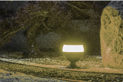 Solarleuchte Sockelleuchte 20x18 cm Duo Color warmweiß kaltweiß Tischlampe Außenleuchte Solarlampe modern Aluminium