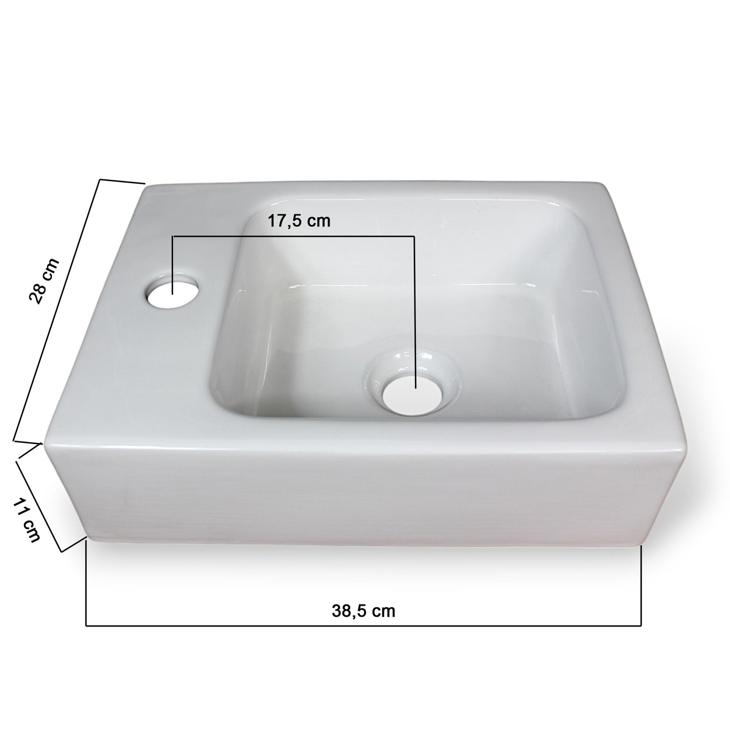 Waschbecken Hängewaschbecken Aufsatzwaschbecken 38,5 x 28 cm Gäste-WC Wandwaschbecken Keramik