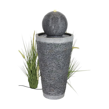 Gartenbrunnen BK910 Kugelbrunnen Steinoptik Springbrunnen 71 cm mit LED Beleuchtung Gartendeko