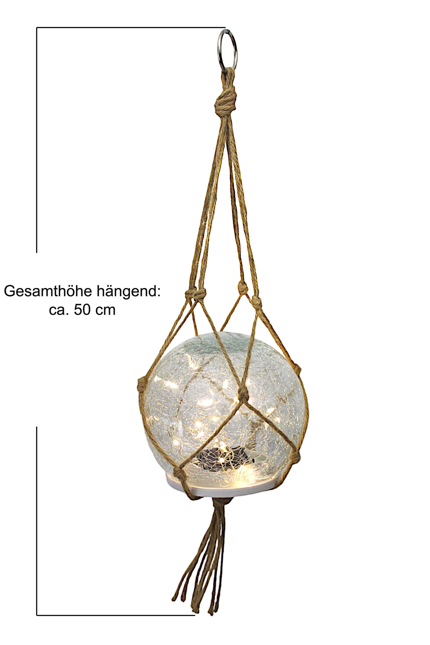 Solar Hängelampe & Tischlampe Leuchtkugel 2er Set Solarlampe 15 cm Boho-Stil mit hochwertigem Glas mit Jute Netz Gartendeko warmweiß