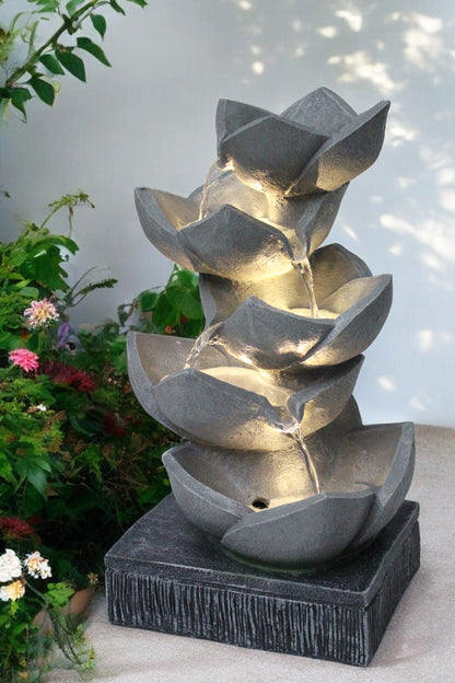 Springbrunnen BK901 mit LED Beleuchtung Gartenbrunnen Skulptur Gartenfigur Wasserspiel 47cm Kaskade