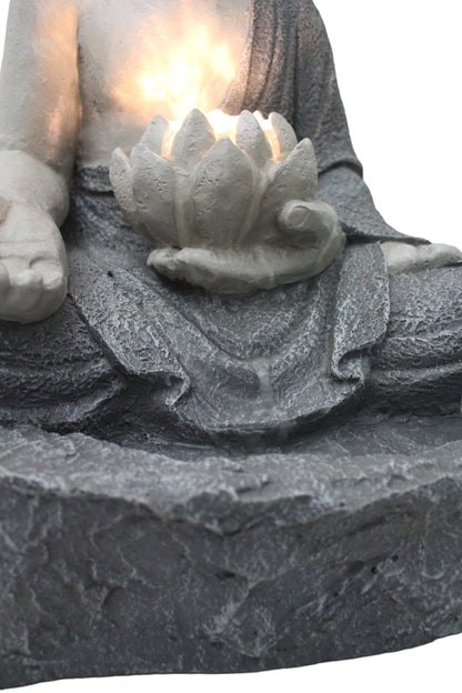 Springbrunnen Buddha mit LED Beleuchtung Zimmerbrunnen Gartenbrunnen Polyresin 56 cm Gartendekoration