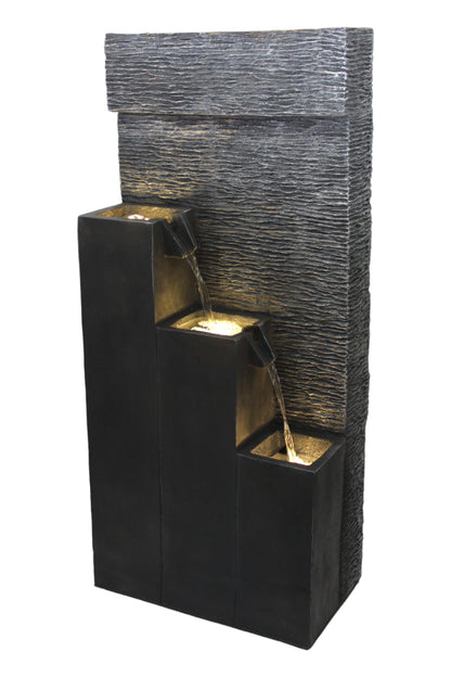 Großer Gartenbrunnen BK846 101 cm mit LED Beleuchtung Springbrunnen Kaskade mit Dekorationsbecken