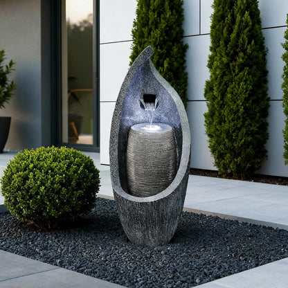 Moderner Gartenbrunnen mit LED Beleuchtung 83 cm Zimmerbrunnen Springbrunnen BK704