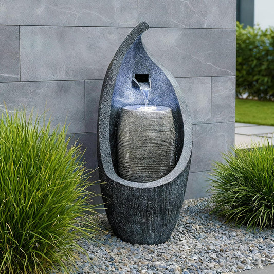 Moderner Gartenbrunnen mit LED Beleuchtung 83 cm Zimmerbrunnen Springbrunnen BK704