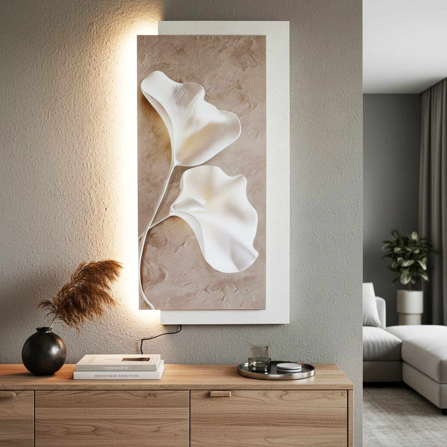 LED Wandbild mit indirekter Beleuchtung, modernes Wandbild mit Licht, USB, Fernbedienung, 50×100 cm WD003 Wanddekoration Wandskulptur