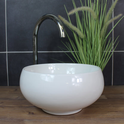 Aufsatzwaschbecken Rund 31 x 31 x 16 cm modern Weiß Keramik Waschbecken