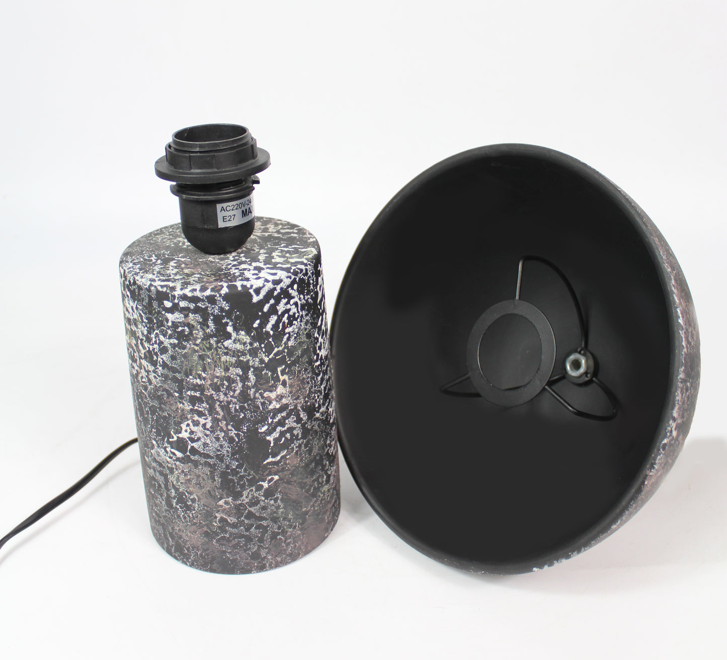 Tischlampe Pilz 23x30 cm Keramik in Steinoptik Nachttischlampe Tischleuchte