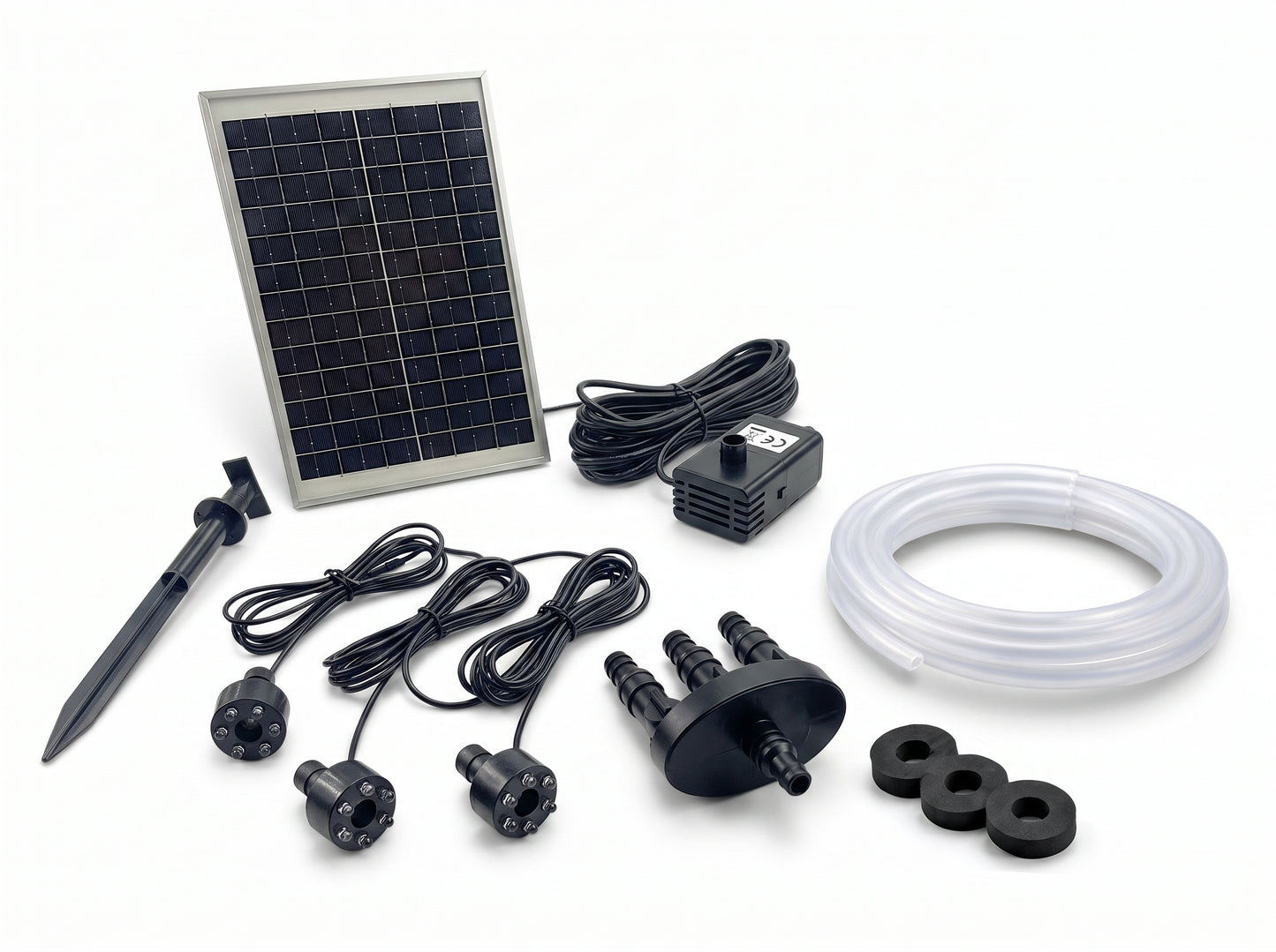 Solar Akku Pumpe Springbrunnenpumpen Komplett-Set 550 l/h mit LED-Beleuchtung