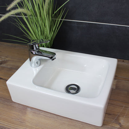 Waschbecken Hängewaschbecken Aufsatzwaschbecken 38,5 x 28 cm Gäste-WC Wandwaschbecken Keramik