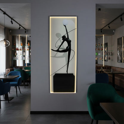 LED Wandbild Tänzerin Glas mit Beleuchtung – Modernes Lichtbild mit warmweißer LED, Fernbedienung, USB, 50×140 cm WD009
