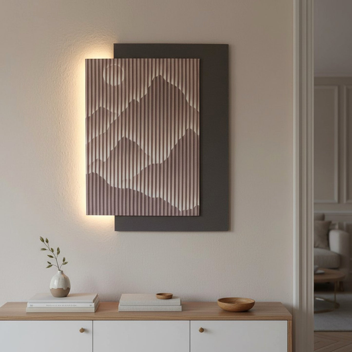 LED Wandbild mit indirekter Beleuchtung, modernes Wandbild mit Licht, USB, Fernbedienung, 60×80 cm WD005
