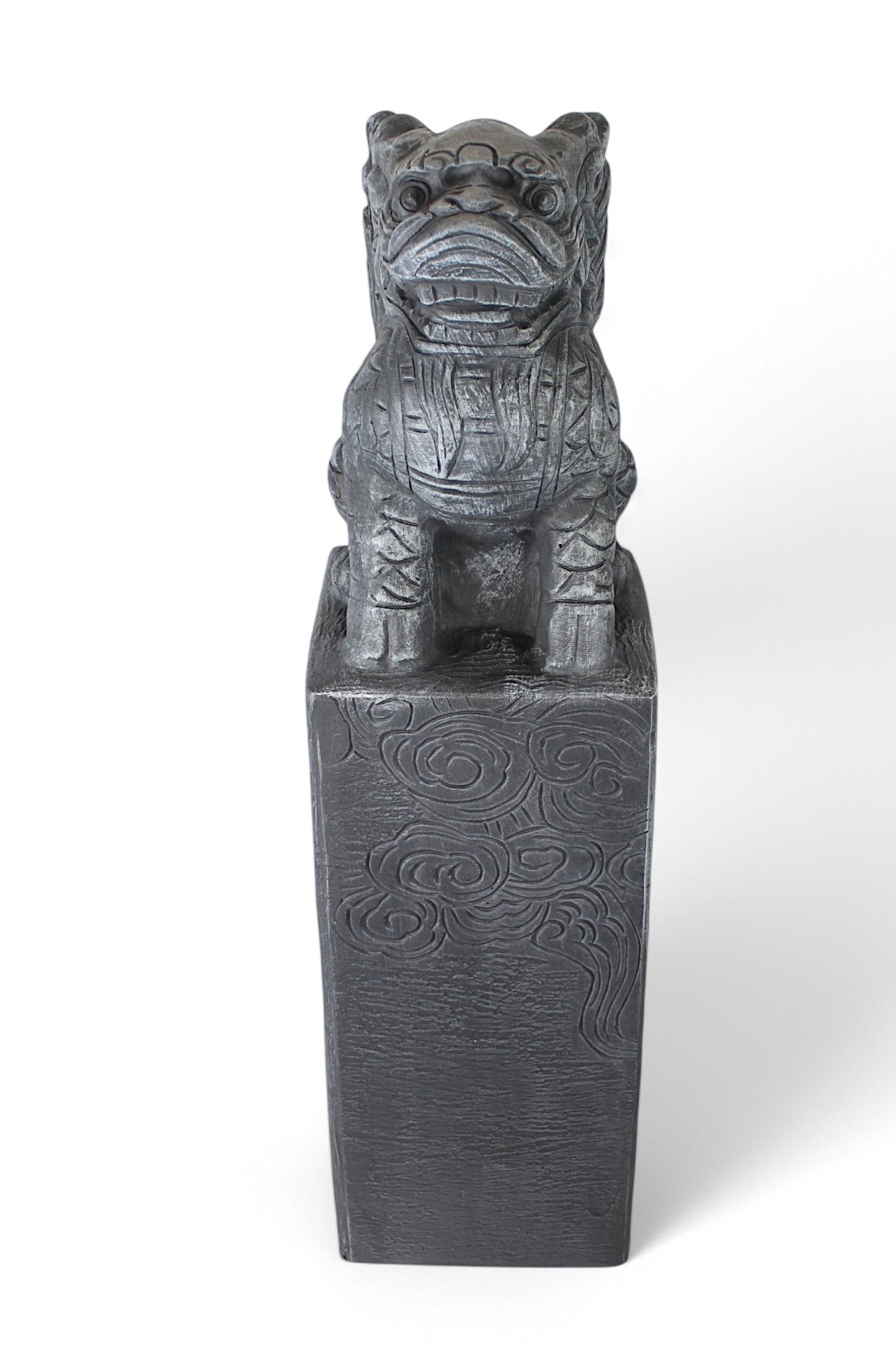 Asiatische Drachen-Stele 79 cm – Wetterfeste Gartendeko in Steinoptik aus Polyresin – Japanische Statue für Garten, Teich & Terrasse