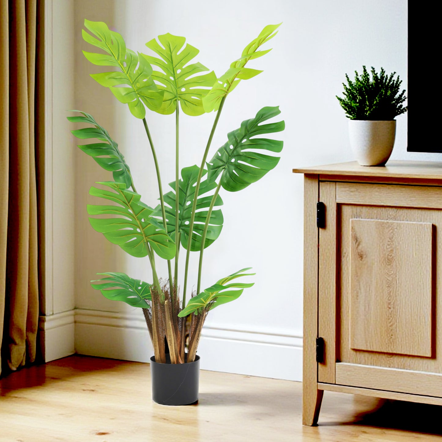 Kunstpflanze Monstera künstliche Pflanze im Topf Zimmerpflanze Dekopflanze