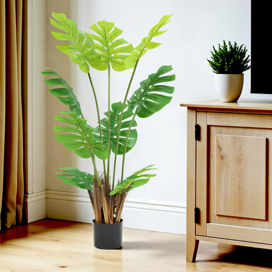 Kunstpflanze Monstera künstliche Pflanze im Topf Zimmerpflanze Dekopflanze