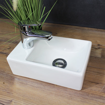 Waschbecken Gäste-WC 29,5 x 18,5 cm Hängewaschbecken Aufsatzwaschbecken Keramik Weiß