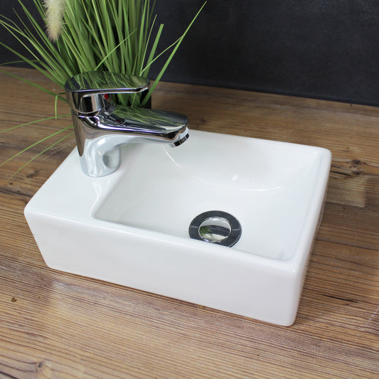 Waschbecken Gäste-WC 29,5 x 18,5 cm Hängewaschbecken Aufsatzwaschbecken Keramik Weiß