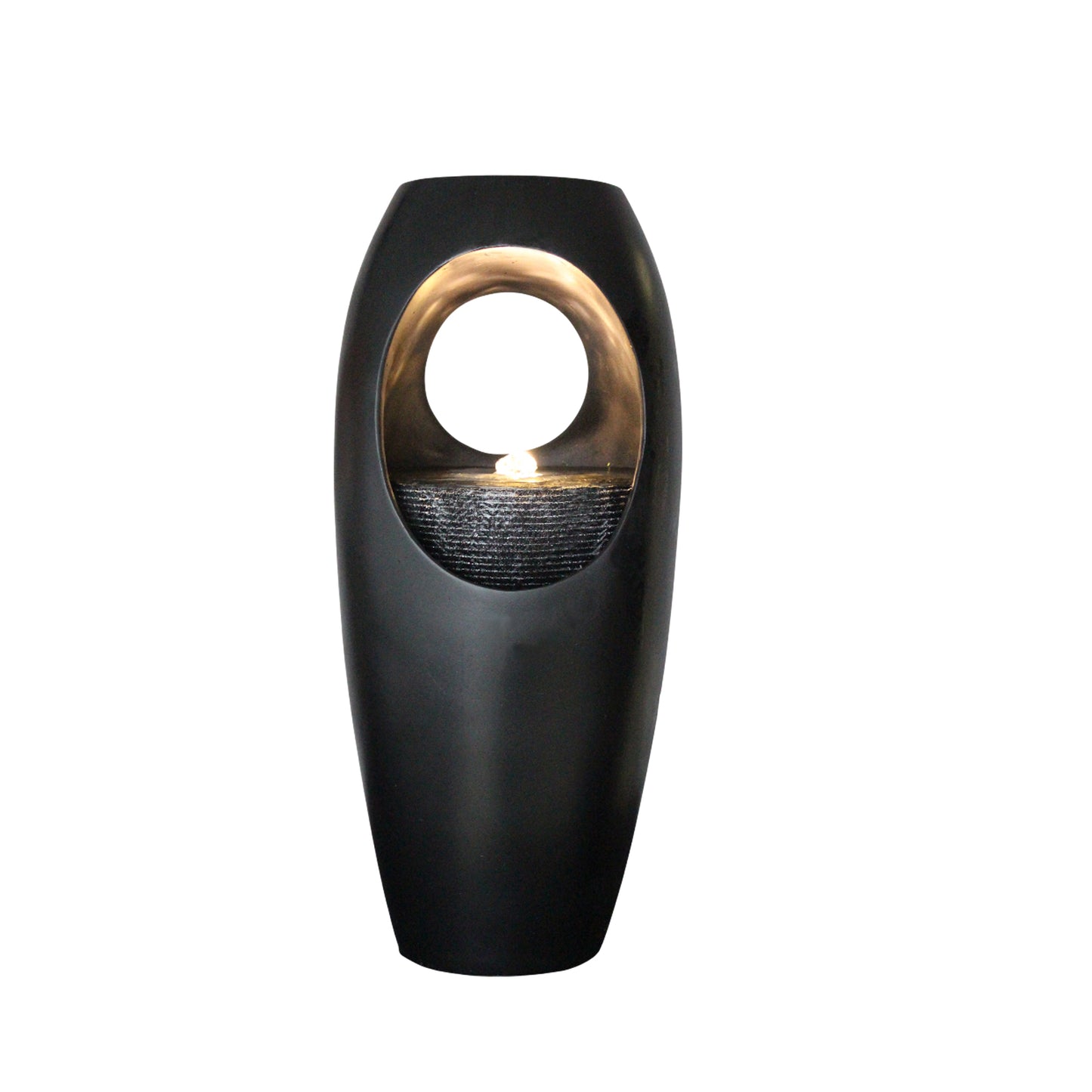 Zimmerbrunnen Blumenvase schwarz BK916 mit LED Beleuchtung Tischbrunnen Vase modern Brunnen Wasserspiel 45 cm