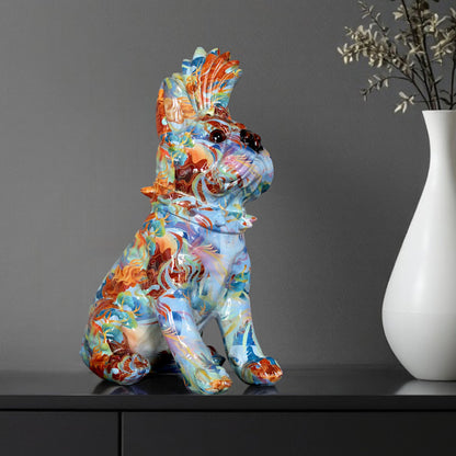 Bunte Bulldogge Dekofigur im Pop Art Design Moderne Hundeskulptur 32 cm Hoch