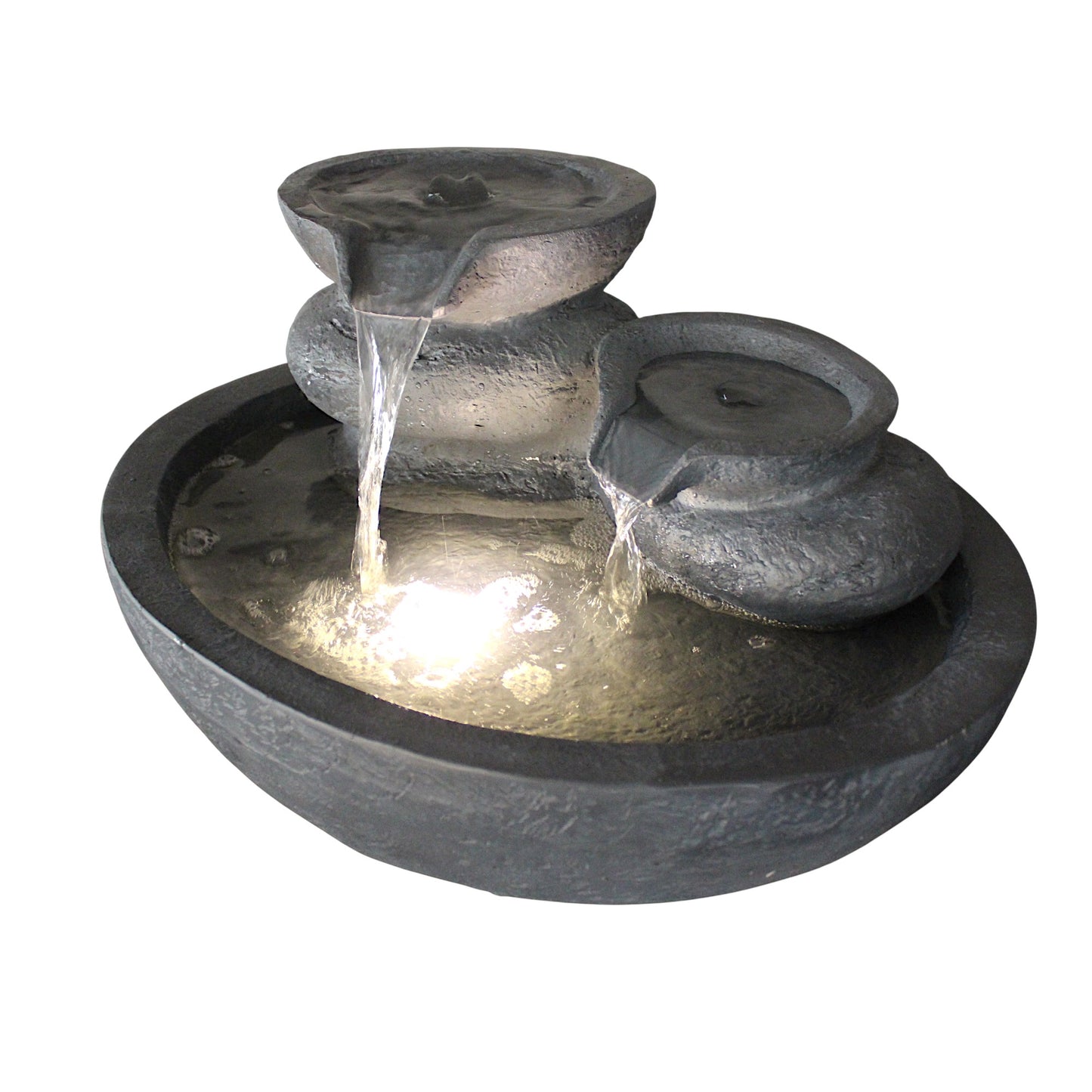 Dekorativer LED Zimmerbrunnen & Gartenbrunnen TP3005 Polyresin Wasserspiel mit warmweißem Licht für Innen & Außen