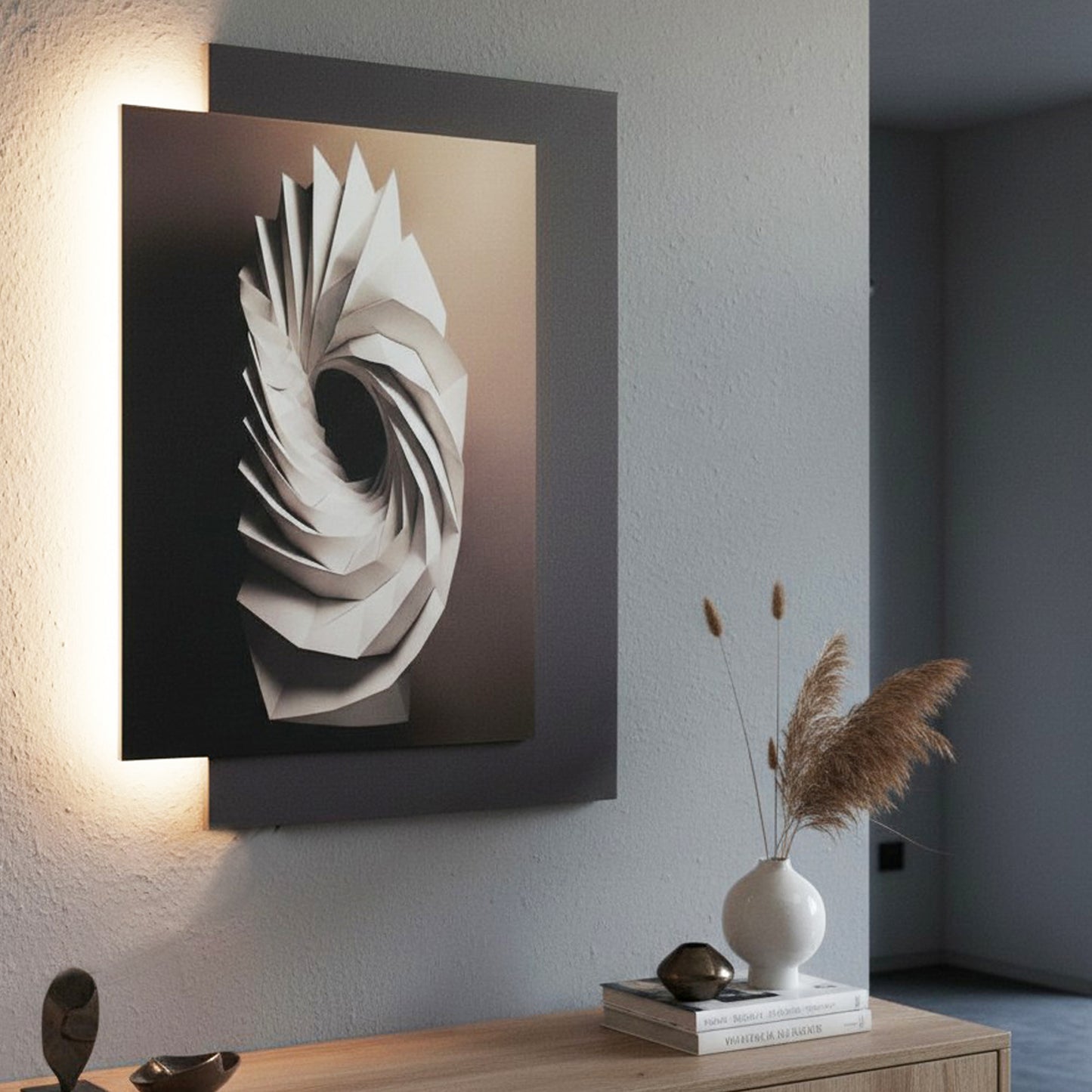 LED Wandbild mit indirekter Beleuchtung, modernes Wandbild mit Licht, USB, Fernbedienung, 60×80 cm WD006