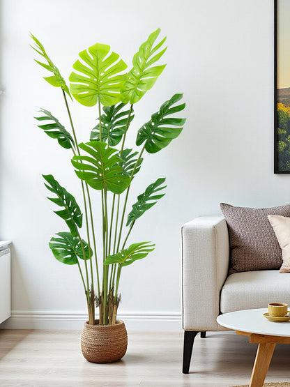 Kunstpflanze Monstera künstliche Pflanze im Topf Zimmerpflanze Dekopflanze