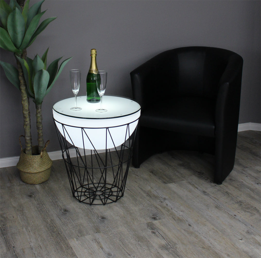 LED Couchtisch 56x50cm PL500 Beistelltisch beleuchtet modern Lounge Tisch Leuchtmöbel