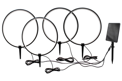 Solar Gartenleuchten LED Solar Gartenstecker modern, Solarleuchte Garten Leuchtringe Design warmweiß, Aluminium