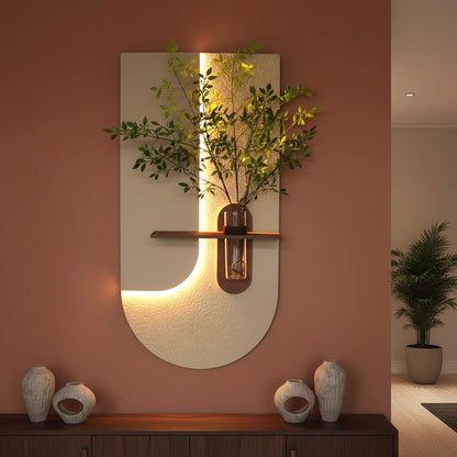 3D Wandbild mit LED-Beleuchtung & dekorativer Glasvase WD001 Wanddekoration 100 x 50 cm