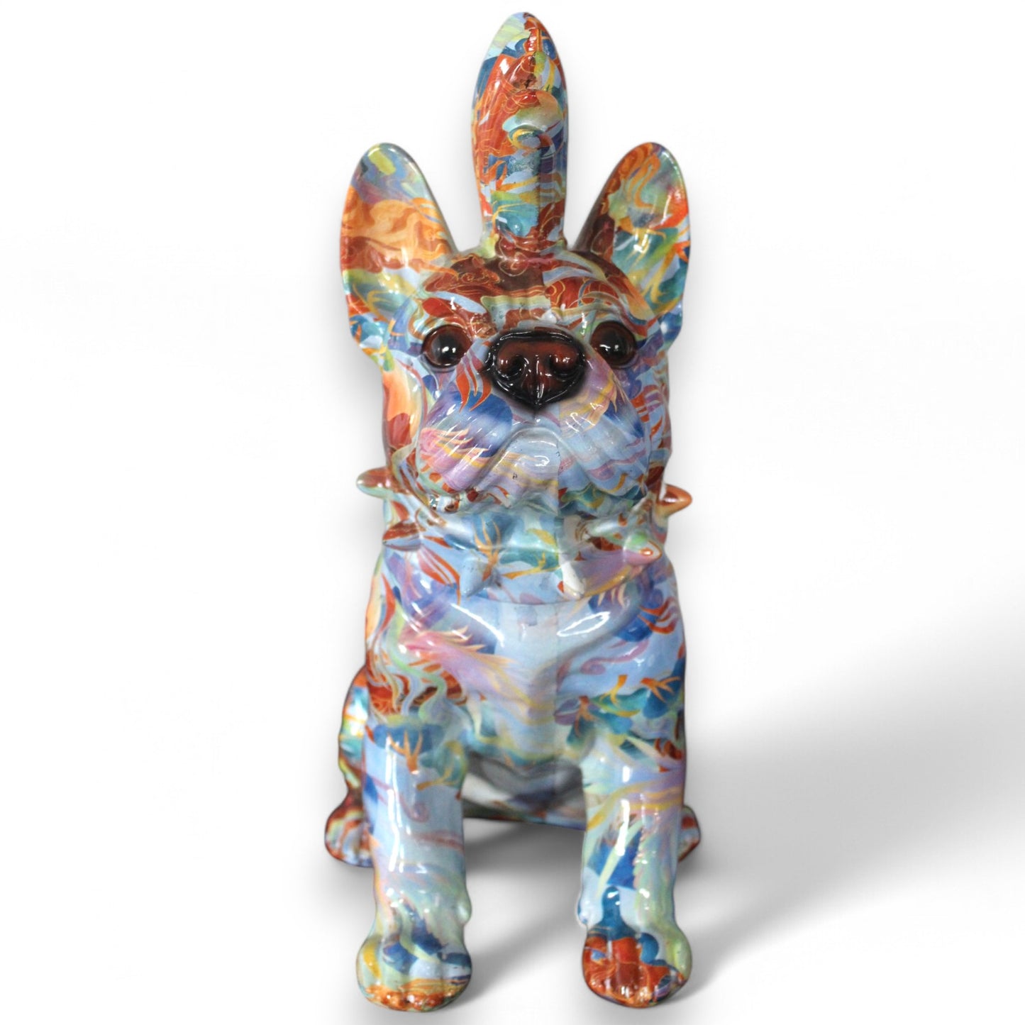 Bunte Bulldogge Dekofigur im Pop Art Design Moderne Hundeskulptur 32 cm Hoch
