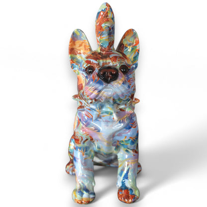 Bunte Bulldogge Dekofigur im Pop Art Design Moderne Hundeskulptur 32 cm Hoch