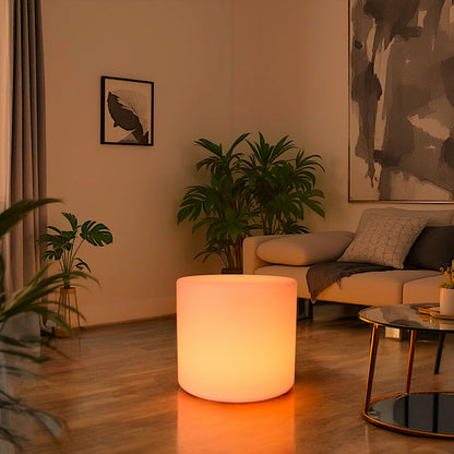 LED Hocker 45 cm hoch & 50 cm Ø Stylischer Leuchthocker Beistelltisch, Akku & Fernbedienung Lounge Möbel