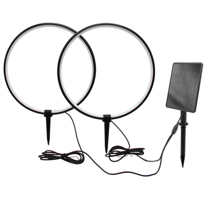 Solar Gartenleuchten LED Solar Gartenstecker modern, Solarleuchte Garten Leuchtringe Design warmweiß, Aluminium