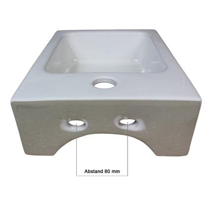 Waschbecken Hängewaschbecken Aufsatzwaschbecken 38,5 x 28 cm Gäste-WC Wandwaschbecken Keramik