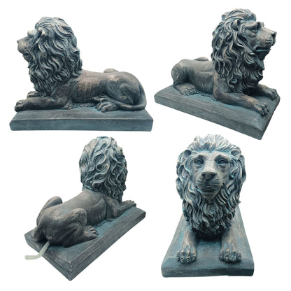 Löwe Solar Brunnen Wasserspeier solarbetrieben – Teichfigur mit Solarpumpe & Wasserspiel – Gartendeko aus Polyresin in Bronze-Optik 29×20x36,5 cm Solarteichfigur für Gartenteich & Wasserlauf