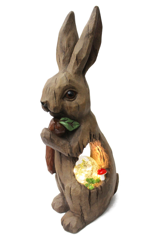 Große Solar Gartenfigur Hase mit LED Beleuchtung 51 cm Gartendeko Solarleuchte Solarlampe