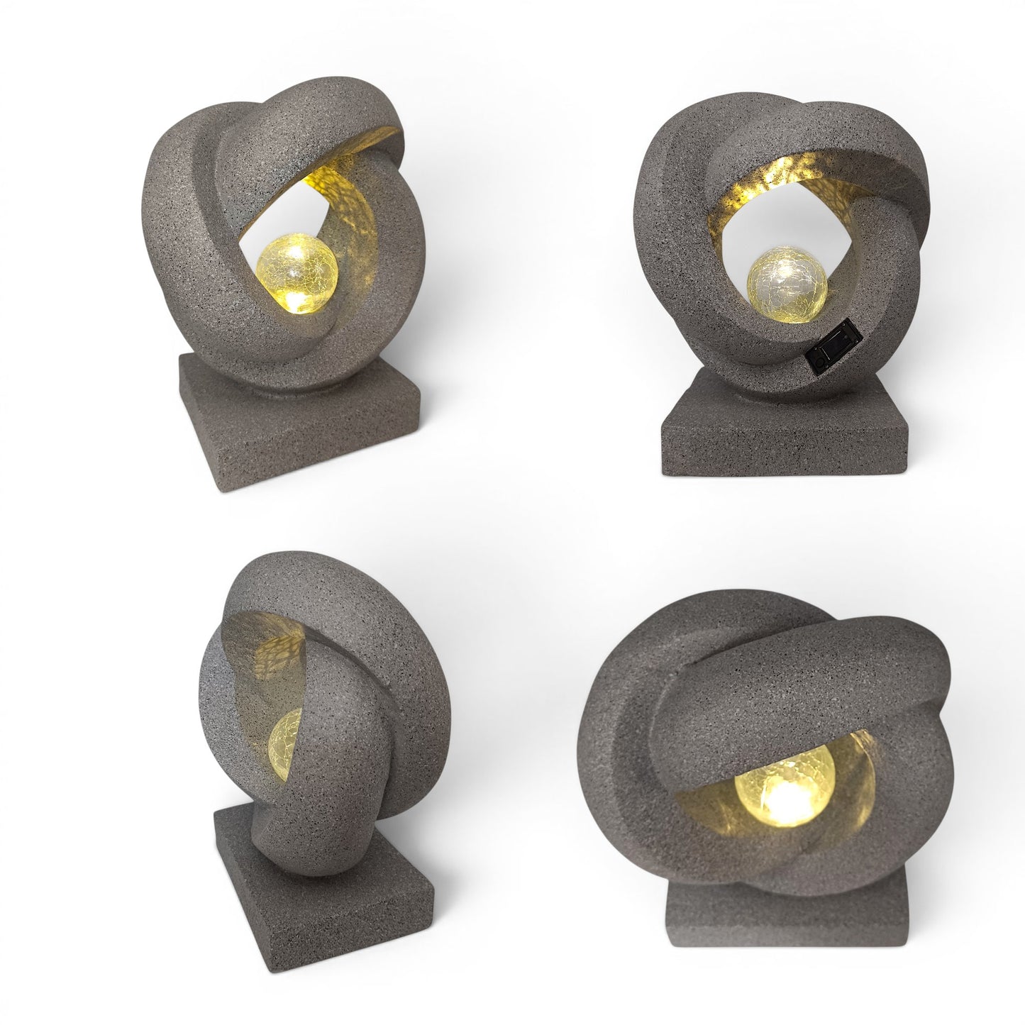 Solarleuchte Skulptur Granit-Optik moderne Solarlampe Gartendeko beleuchtet  31x38 cm