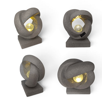 Solarleuchte Skulptur Granit-Optik moderne Solarlampe Gartendeko beleuchtet  31x38 cm