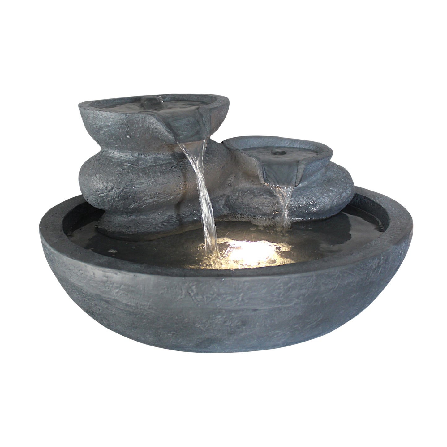 Dekorativer LED Zimmerbrunnen & Gartenbrunnen TP3005 Polyresin Wasserspiel mit warmweißem Licht für Innen & Außen