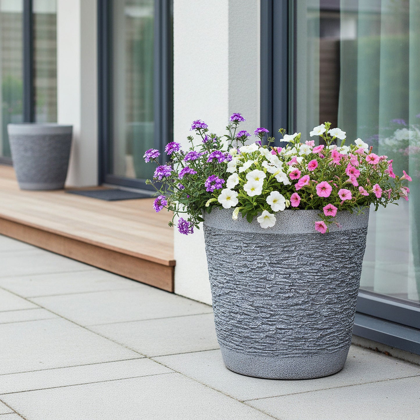 Blumenkübel STRATA Pflanzkübel Steinoptik Schieferoptik Blumentopf