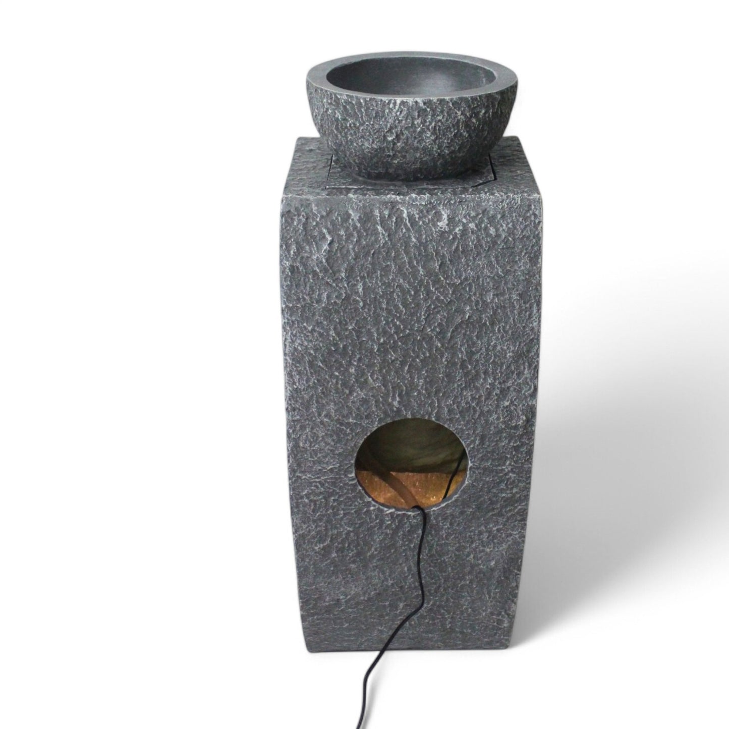 Gartenbrunnen mit LED Beleuchtung WIN 30 moderner Springbrunnen bepflanzbar Gartendekoration Steinoptik 81 cm