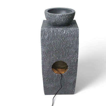 Gartenbrunnen mit LED Beleuchtung WIN 30 moderner Springbrunnen bepflanzbar Gartendekoration Steinoptik 81 cm