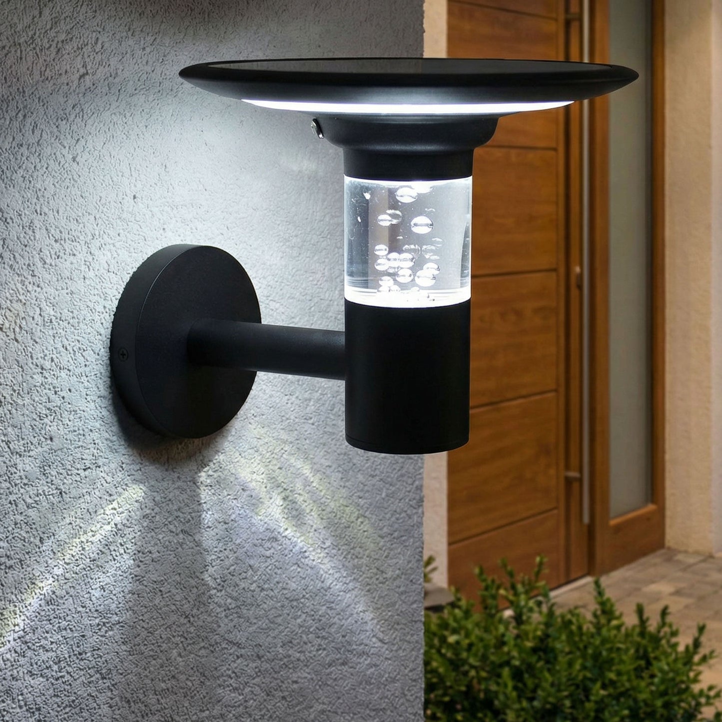 Solar Außenwandleuchte TB-238 LED Wandlampe mit Bubble-Effekt, Warmweiß/Kaltweiß, dimmbar, 6V 3,7W Solarpanel, 4000mAh Akku, Aluminium, IP44, moderne Gartenleuchte für Hauswand Eingang