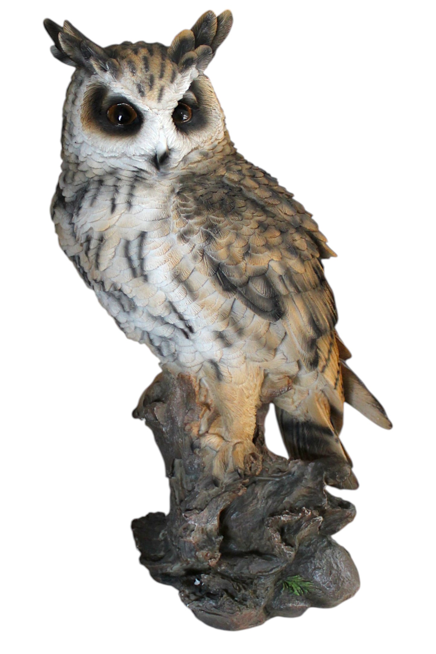 Gartenfigur Eule lebensgroß 51 cm – sehr realistische Eulenfigur aus Polyresin – naturgetreue Dekofigur für Garten, Terrasse & Balkon – wetterfeste Tierfigur Gartendeko