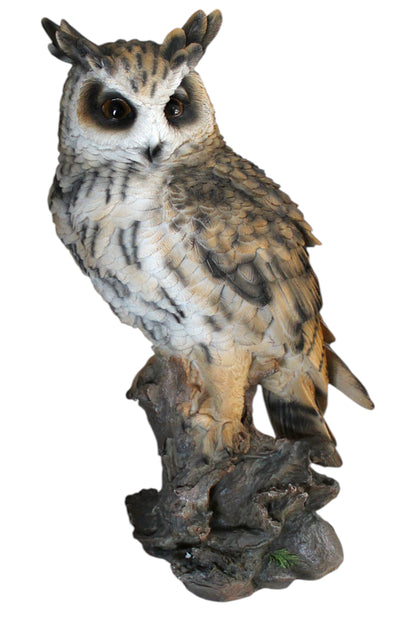 Gartenfigur Eule lebensgroß 51 cm – sehr realistische Eulenfigur aus Polyresin – naturgetreue Dekofigur für Garten, Terrasse & Balkon – wetterfeste Tierfigur Gartendeko