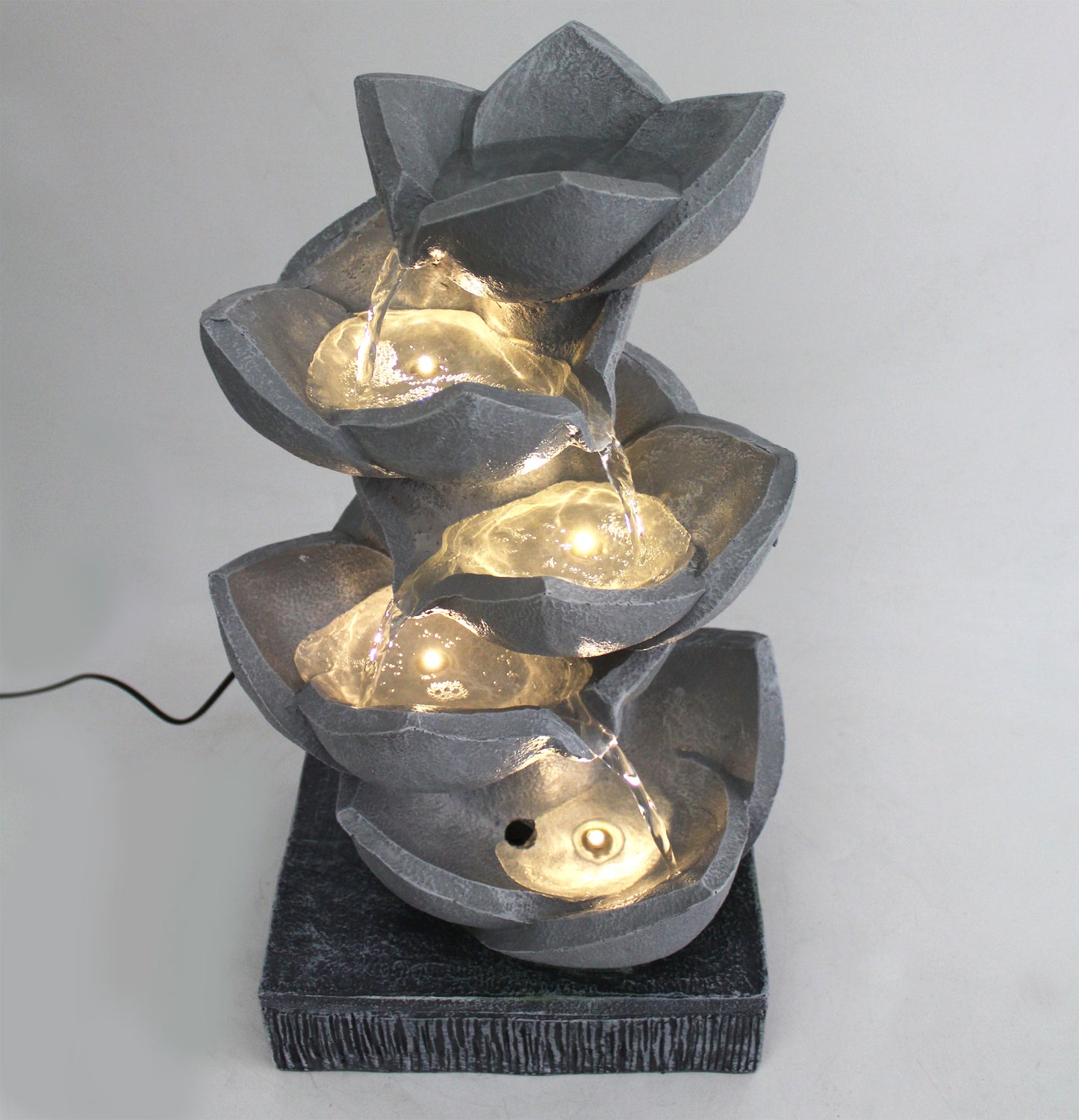 Springbrunnen BK901 mit LED Beleuchtung Gartenbrunnen Skulptur Gartenfigur Wasserspiel 47cm Kaskade