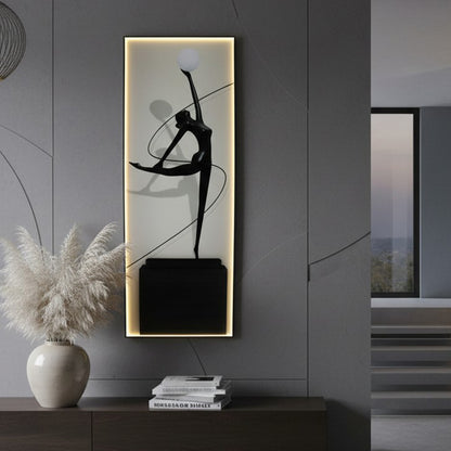 LED Wandbild Tänzerin Glas mit Beleuchtung – Modernes Lichtbild mit warmweißer LED, Fernbedienung, USB, 50×140 cm WD009
