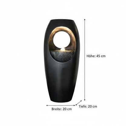 Zimmerbrunnen Blumenvase schwarz BK916 mit LED Beleuchtung Tischbrunnen Vase modern Brunnen Wasserspiel 45 cm